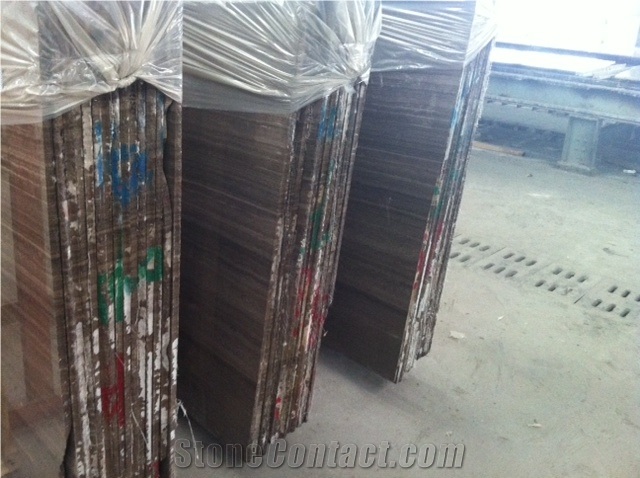 Cafe Wood Marble Slab, China Brown Marble