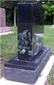 India Absolute Black Granite Etched Headstone