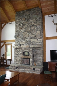 Custom Masonry Heater and Fireplace Desig, Grey Granite Fireplace Design