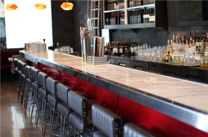 Calacatta Vagli Marble Bar Top, Calacatta Vagli White Marble Bar Top