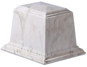 Millennium Cremation Urn Vault, Calacatta Sponda White Marble Cremation Urn