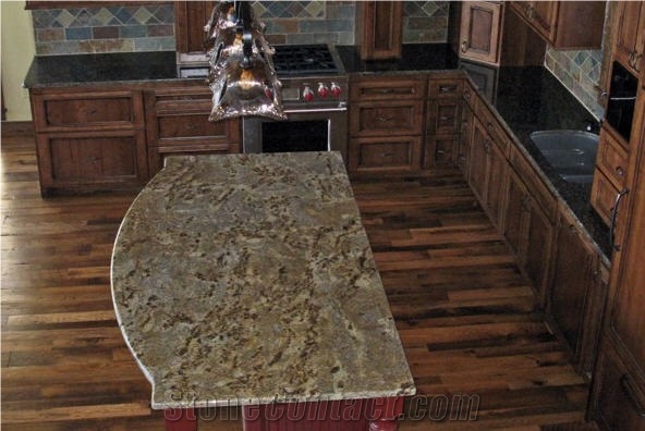 Lapidus Granite Kitchen Island Countertop, Lapidus Yellow Granite Countertop