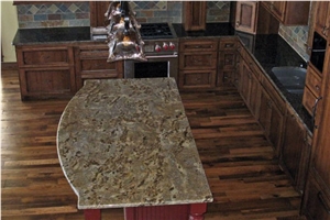 Lapidus Granite Kitchen Island Countertop, Lapidus Yellow Granite Countertop