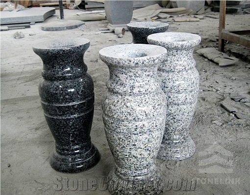 G654 & G603 Granite Vase Monument Accessories, G603 Grey Granite Urn, Vase, Bench