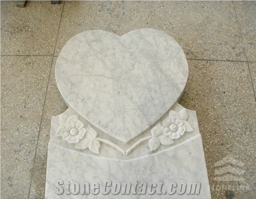 Monument Head, Bianco Carrara Marble Tombstone, Bianco Carrara White Marble Tombstone
