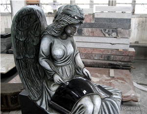Monument Head Stone, China Black Granite Tombstone, China Diamond Black Granite Tombstone