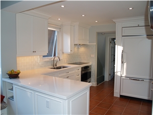 Pure White Quartz Stone Kitchen Countertops