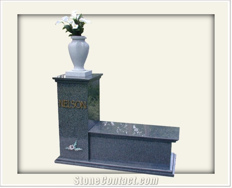 Unique Cremation Memorials, St Cloud Grey Granite Monument, Tombstone