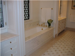 Residental Custom Bathroom Design, Bianco Lasa White Marble Bathroom Design
