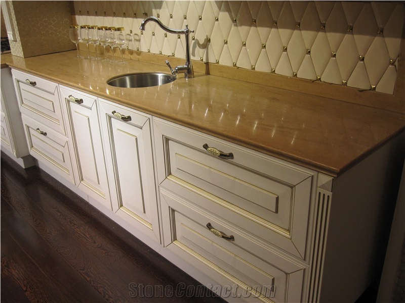 Beige Marble Kitchen Countertops