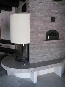 Repen Povir Grey Limestone Fireplace