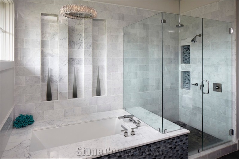 Bianco Carrara B Marble Bathroom Design, Bianco Carrara B White Marble Bathroom Design