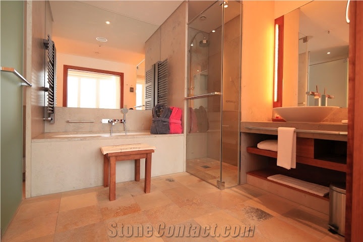 Solnhofen Stone Limestone Bathroom Design, Solnhofen Stone Yellow Limestone Bathroom Design