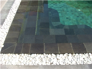 Black Andesite Swimming Pool Edging, Floor Pavers, Andesite Black Pool Coping