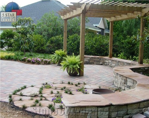 Classic Oak Sandstone Thin Flagstone Patio Classic Oak White