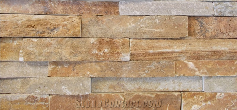Honey Gold - Stepped Panel, Corner Veneer Stone, Ita Gold Yellow Sandstone Corners