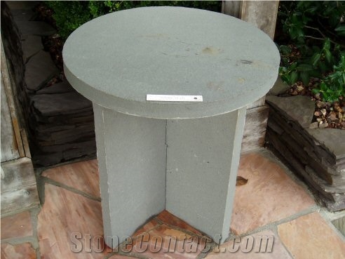 Pennsylvania Blue Stone, PA Bluestone Round Table, Pennsylvania Grey Blue Stone Table