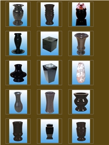 Granite Memorial Urns, Cemetery Monument Vases