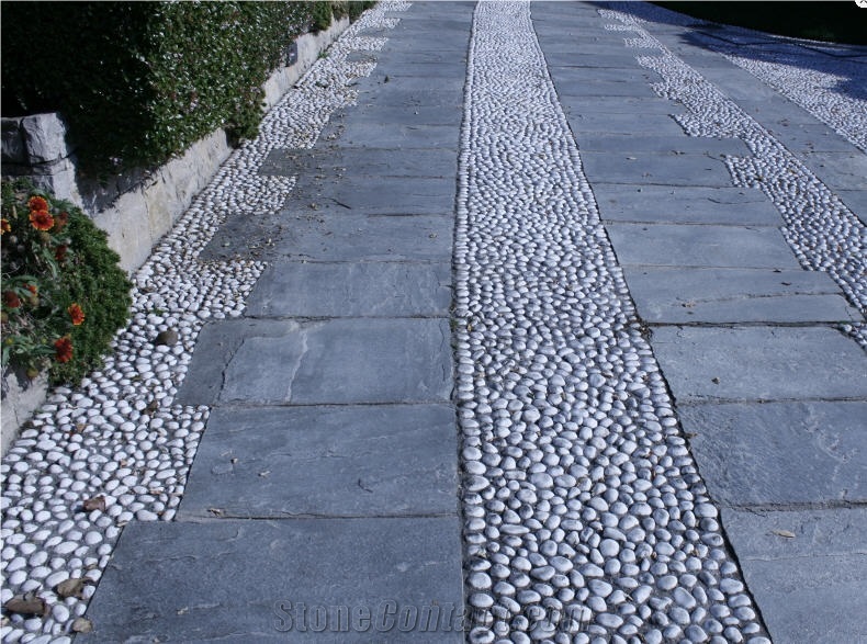 Beola Argentea Gneiss Pavement with Pebbles, Beola Argentea Favalle Grey Gneiss Pavement