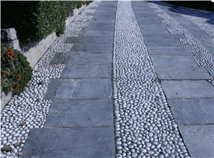 Beola Argentea Gneiss Pavement with Pebbles, Beola Argentea Favalle Grey Gneiss Pavement