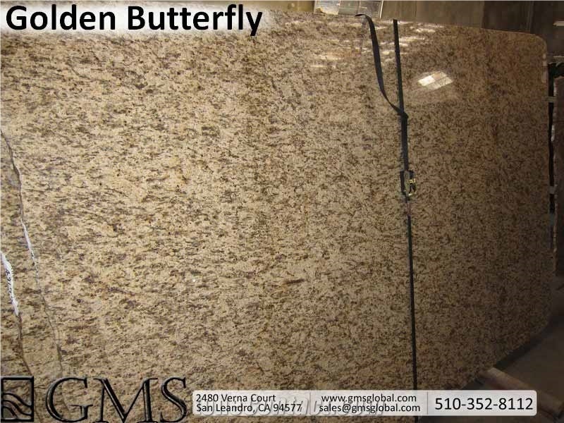 Golden Butterfly Granite Slabs, Brazil Yellow Granite from United