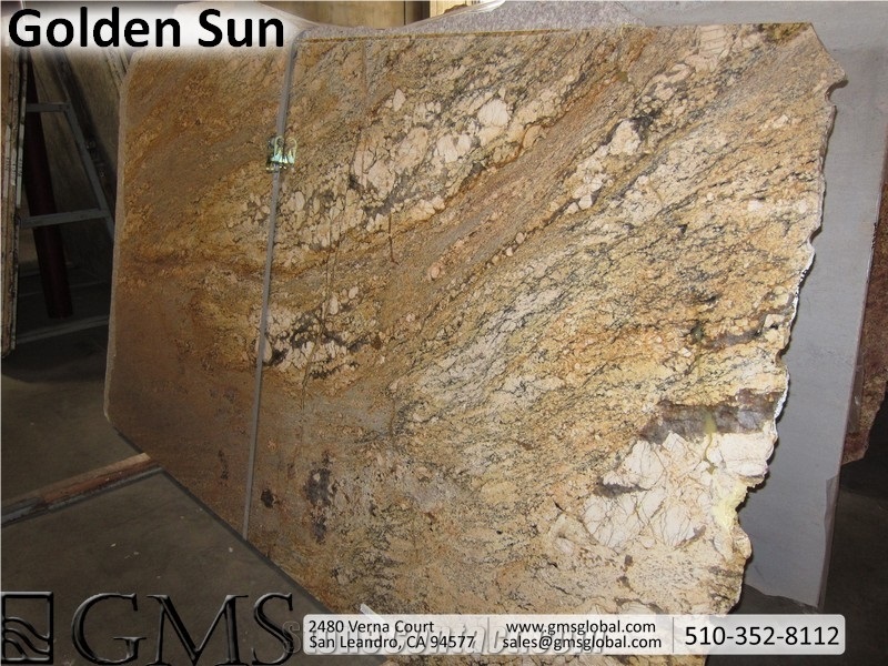 Juparana Golden Sun Granite Slabs Brazil Yellow Granite From