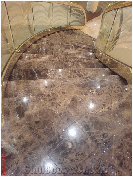 Marron Imperial Marble Stairs, Marron Imperial Brown Marble Stairs