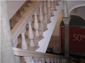 Morawica Jasna Limestone Balustrade, Stair Railing, Morawica Szary Bez Beige Limestone Stair Rail