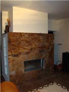 Rain Forest Brown Marble Fireplace