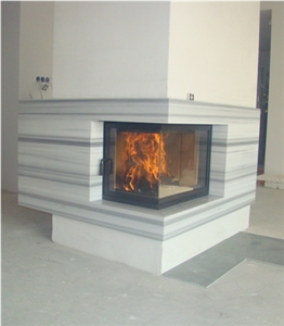 Striato Olimpico Marble Fireplace, Marmara Equator White Marble Fireplace