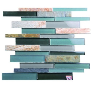 Marble Mixed Glass Mosaic Wall Tiles, Blue Marble Glass Mosaic