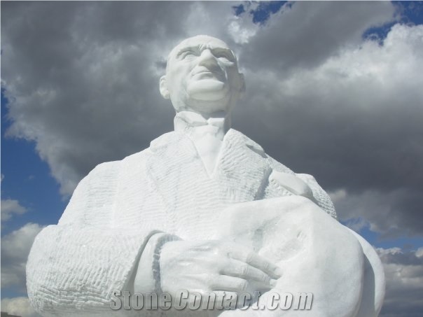 Ataturk Statue with Mugla White Marble