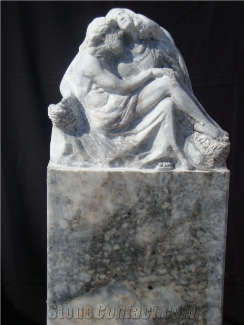 Pieta - Tiger Skin Marble Sculpture, Tiger Skin Grey Marble Sculpture