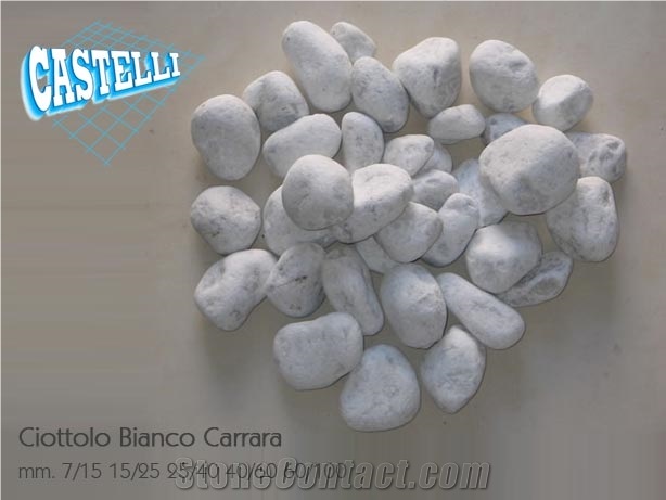 Bianco Carrara Marble Pebble Stone, Bianco Carrara B White Marble Pebble Stone