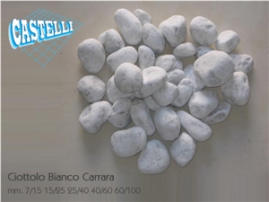 Bianco Carrara Marble Pebble Stone, Bianco Carrara B White Marble Pebble Stone