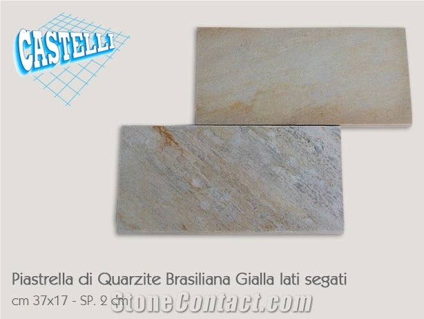 Brazilian Yellow Quartzite Tiles Sawn Sides, Noble Yellowish Quartzite Tiles