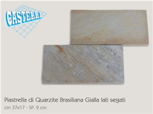 Brazilian Yellow Quartzite Tiles Sawn Sides, Noble Yellowish Quartzite Tiles