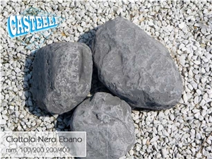 Nero Ebano Limestone Pebble Stone, Nero Ebano Black Limestone Pebble Stone