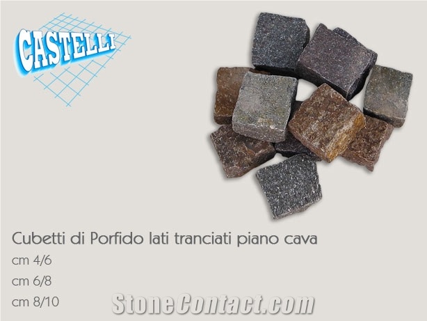 Porfido Viola Di Predazzo Cubic Stone, Porfido Viola Di Predazzo Lilac Granite Cobble, Pavers