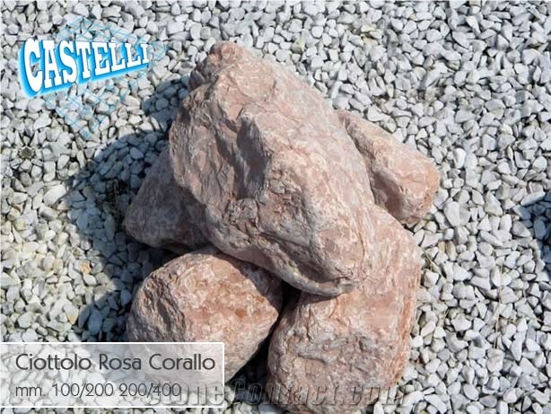 Rosa Corallo Marble Pebble Stone, Rosa Corallo Red Marble Pebble Stone