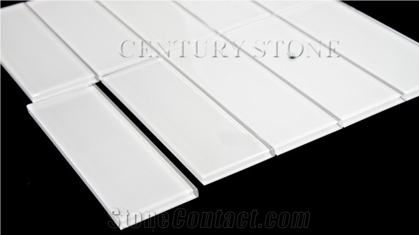 2"x6"(5x15cm) Super White Glass Subway Wall Tile
