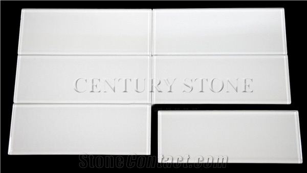 3"x8" Super White Glass Wall Tiles