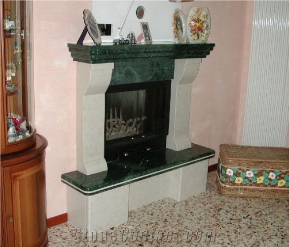 Serpentino Verde Giada Green Marble Fireplace