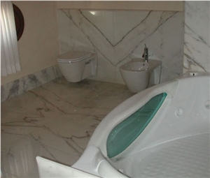 Paonazetto Bianco Marble Bathroom Wall Tiles, Italy White Marble