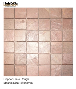 Copper Slate Brick Pattern Mosaic Tiles, Copper Brown Slate Mosaic