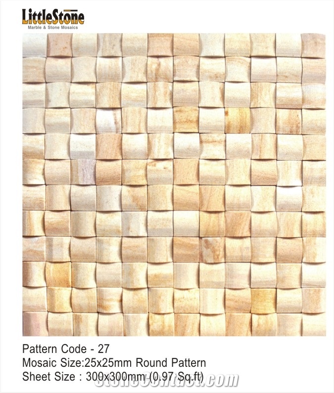 India Beige Sandstone Basketweave Mosaic Wall Tile Ripon Buff