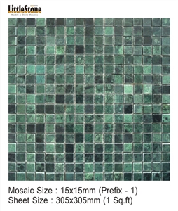 India Green Marble Tumbled Mosaics, Sapphire Green Marble Tumbled Mosaics