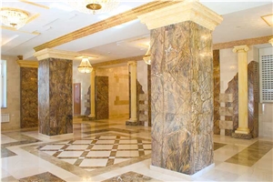 Rain Forest Brown Marble Column and Floor Pattern