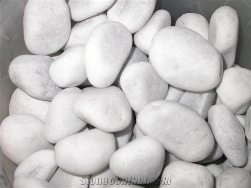 Bianco Carrara Marble Pebble Stone, Bianco Carrara Unito D White Marble Pebble Stone