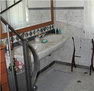 Statuary Marble Solid Bathroom Top with Sinks, White Marble Sinks